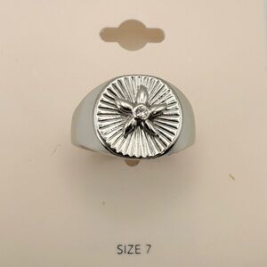 NWT On 34th Silver Starfish Signet Ring Rhodium Plated Coastal Beach Size 7